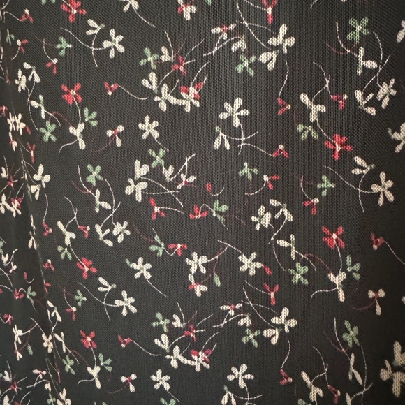 High-rise Black Floral Print Midi Skirt, Size: Small, length 38 inches - Picture 2 of 4